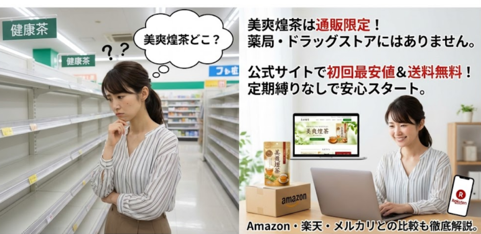 美爽煌茶は薬局やドラッグストアで買える？販売店・最安値・お試し情報を完全解説